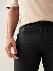 Black Solid Single Straight Fit Classic Stretch Jeans - Image 6 of 10