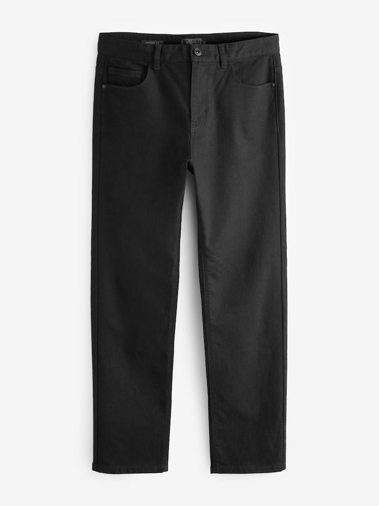 Black Solid Straight Fit Forever Colour Classic Stretch Jeans - Image 7 of 10