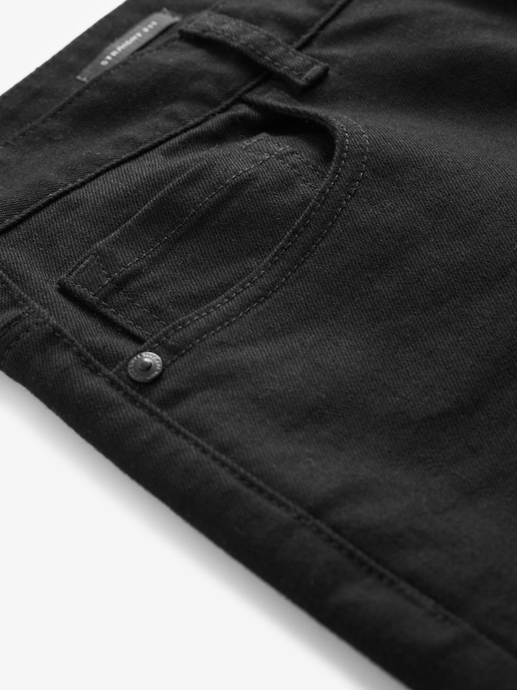 Black Solid Straight Fit Forever Colour Classic Stretch Jeans - Image 9 of 10