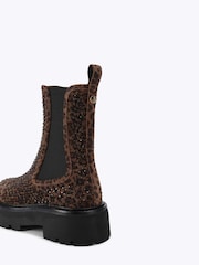 Kurt Geiger London Brown Perf Embellished Leopard Print Suede Chelsea Ankle Boots - Image 5 of 5