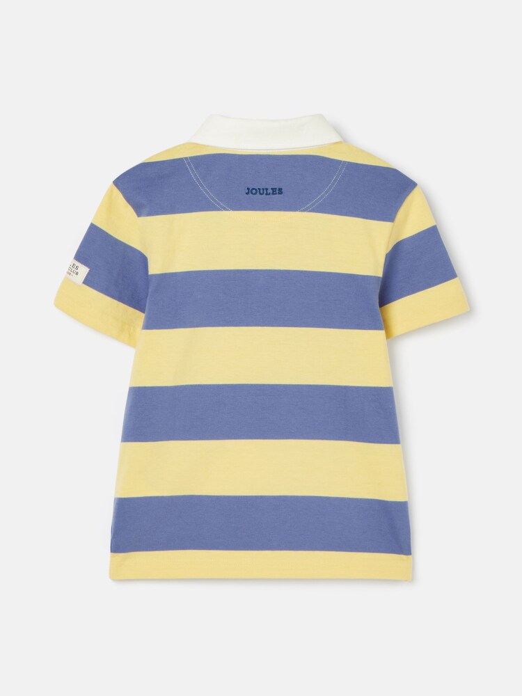 Joules Ozzy Navy/Yellow Stripe Jersey Short Sleeve Rugby Shirt - Image 2 of 7