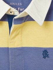 Joules Ozzy Navy/Yellow Stripe Jersey Short Sleeve Rugby Shirt - Image 4 of 7