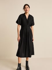 Black Puff Sleeve Midi Dress - Image 2 of 6