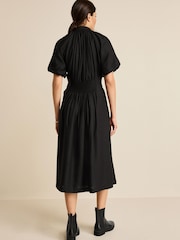 Black Puff Sleeve Midi Dress - Image 3 of 6