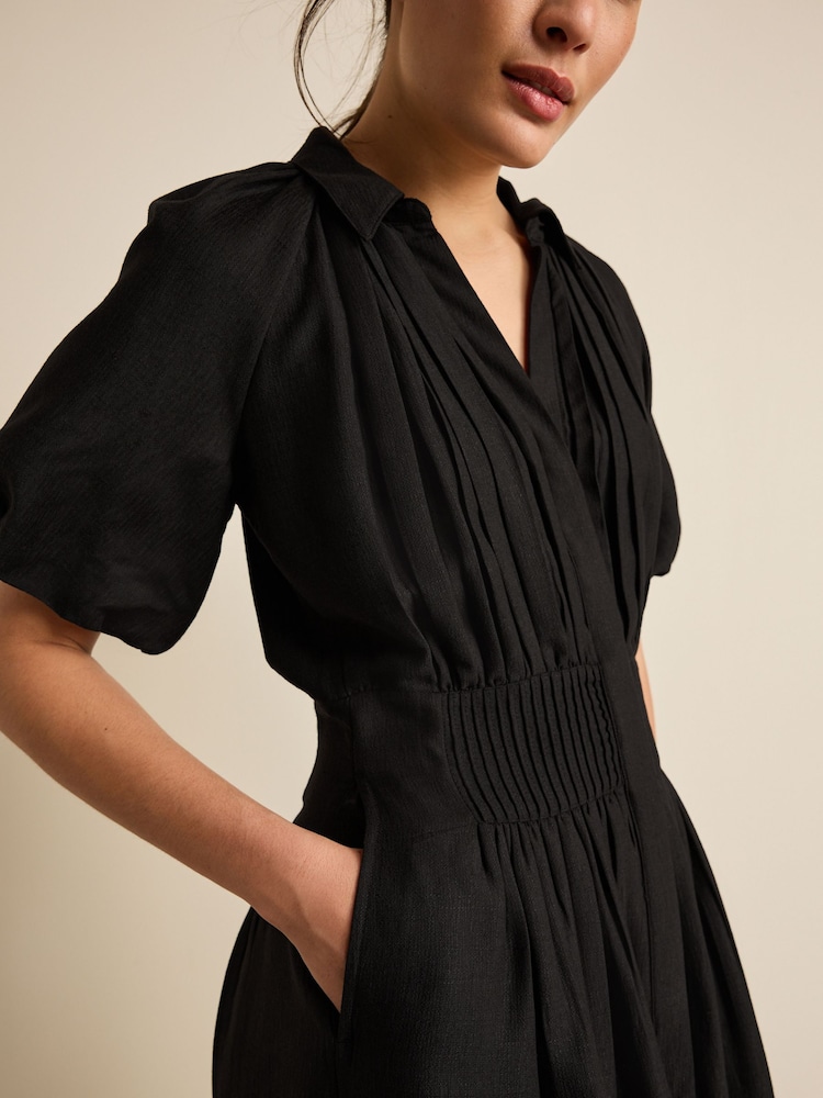 Black Puff Sleeve Midi Dress - Image 4 of 4 Black Puff Sleeve Midi Dress - Image 4 of 4