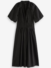 Black Puff Sleeve Midi Dress - Image 5 of 6