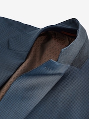 Navy Blue Slim Fit Check Suit Jacket - Image 10 of 11