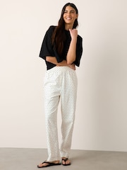 White/Black Spot Linen Rich Barrel Leg Trousers - Image 1 of 7