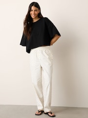 White/Black Spot Linen Rich Barrel Leg Trousers - Image 2 of 7