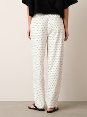 White/Black Spot Linen Rich Barrel Leg Trousers - Image 3 of 7