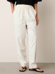 White/Black Spot Linen Rich Barrel Leg Trousers - Image 4 of 7