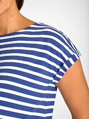 JoJo Maman Bébé Blue White Stripe Boyfriend Cotton Maternity T-Shirt - Image 6 of 6