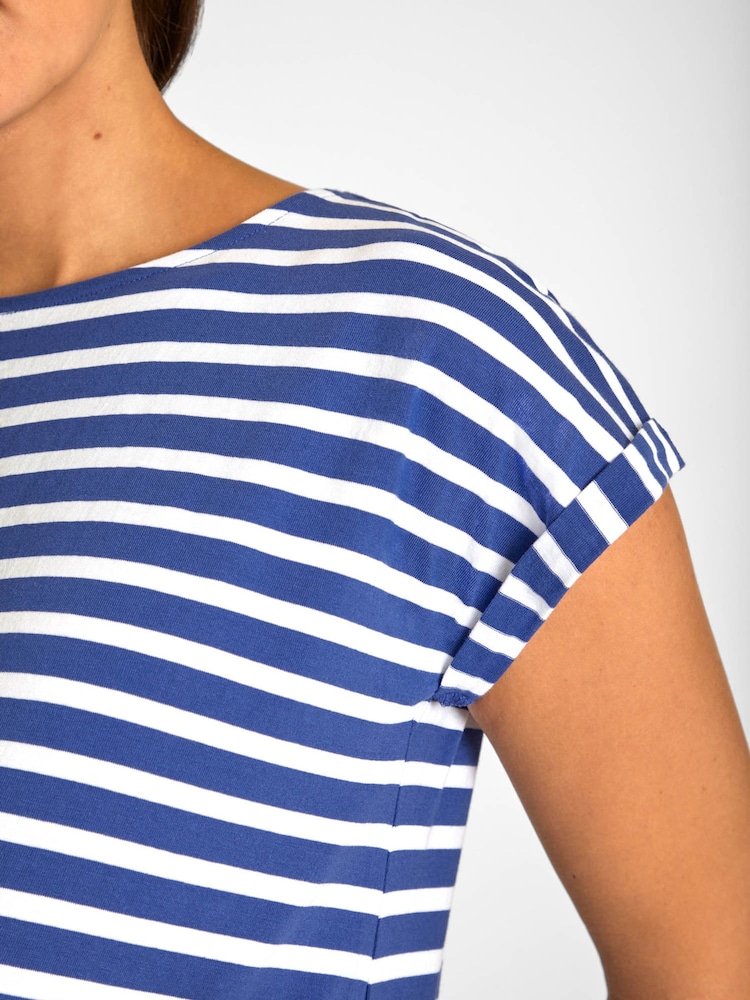 JoJo Maman Bébé Blue White Stripe Boyfriend Cotton Maternity T-Shirt - Image 6 of 6