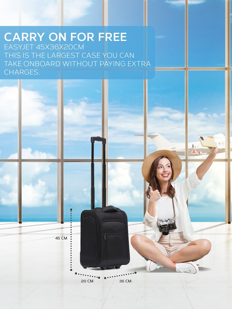 Flight Knight 45x36x20cm EasyJet Underseat Soft Case Cabin Carry On Suitcase Hand Black Luggage - Image 2 of 7