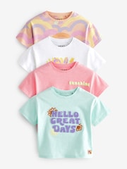 Rainbow Pink 100% Cotton Short Sleeve T-Shirt 4 Pack (3mths-7yrs) - Image 1 of 7