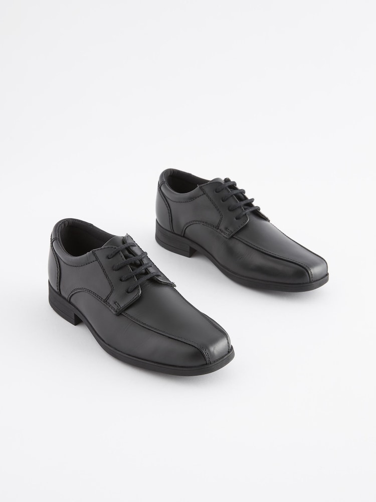 Black Standard Fit (F) School Leather Lace-Up Shoes - Image 1 of 9