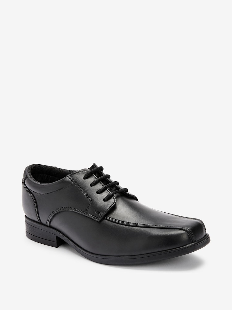 Black Standard Fit (F) School Leather Lace-Up Shoes - Image 3 of 9