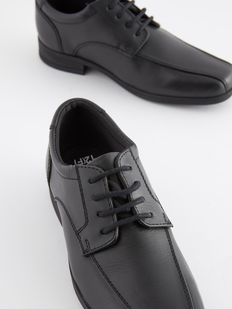 Black Standard Fit (F) School Leather Lace-Up Shoes - Image 5 of 9