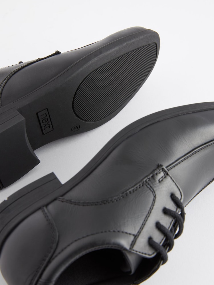 Black Standard Fit (F) School Leather Lace-Up Shoes - Image 6 of 9