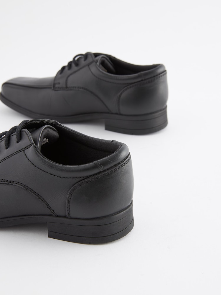 Black Standard Fit (F) School Leather Lace-Up Shoes - Image 7 of 9