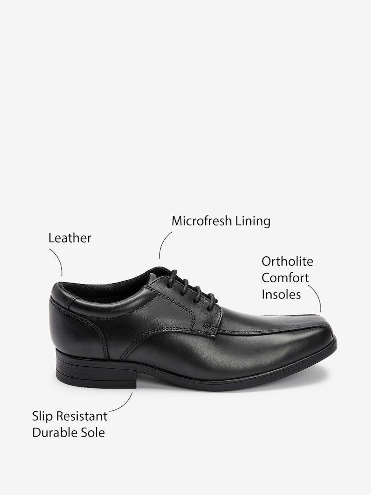 Black Standard Fit (F) School Leather Lace-Up Shoes - Image 9 of 9