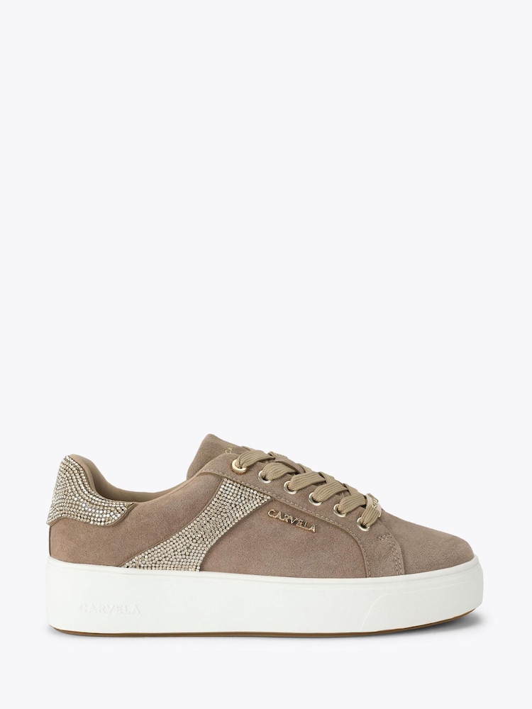 Carvela Brown Gia Embellished Trainers - Image 1 of 5 Carvela Brown Gia Embellished Trainers - Image 1 of 5