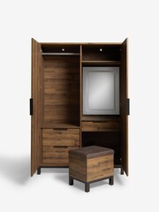 Dark Natural Bronx Oak Effect Wardrobe Dresser - Image 10 of 11