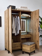 Dark Natural Bronx Oak Effect Wardrobe Dresser - Image 2 of 11