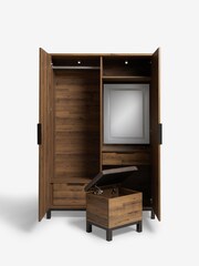 Dark Natural Bronx Oak Effect Wardrobe Dresser - Image 9 of 11