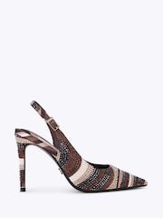 Carvela Brown Caramella Emebellished Sling Court Heeled Shoes - Image 2 of 5
