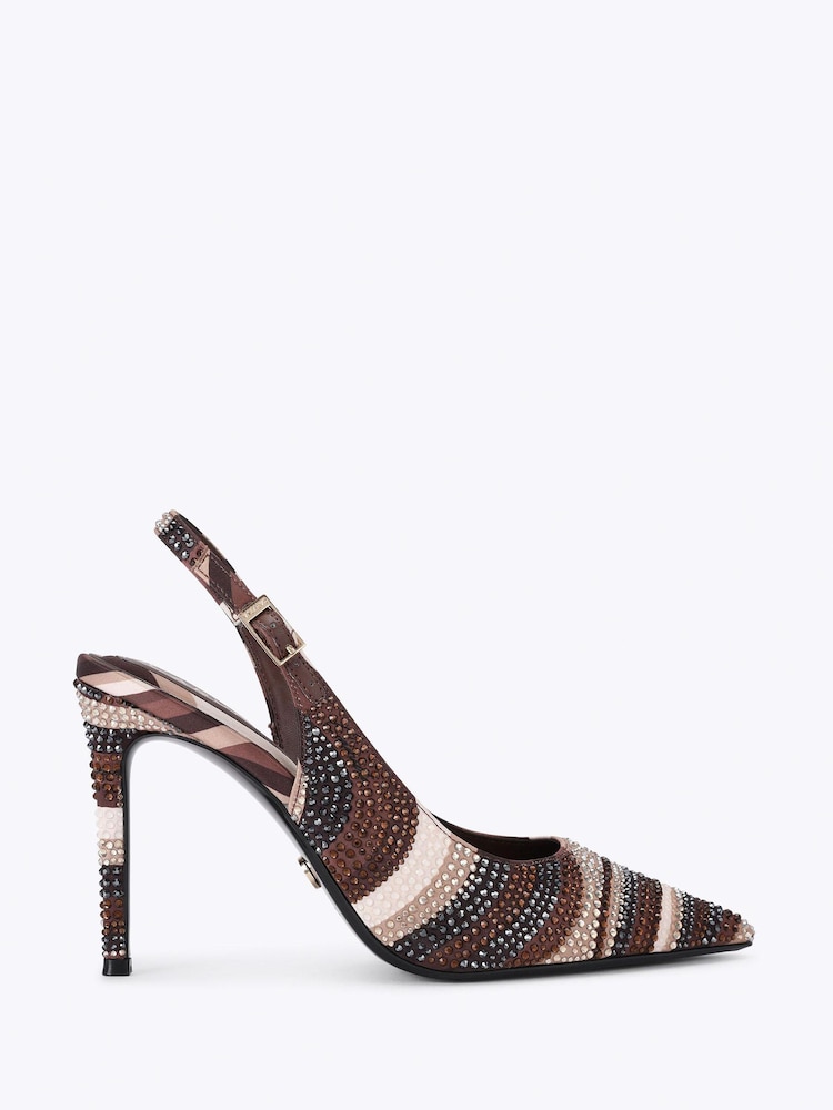 Carvela Brown Caramella Emebellished Sling Court Heeled Shoes - Image 2 of 5 Carvela Brown Caramella Emebellished Sling Court Heeled Shoes - Image 2 of 5