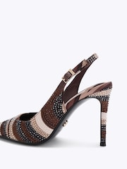 Carvela Brown Caramella Emebellished Sling Court Heeled Shoes - Image 4 of 5
