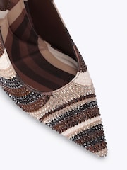 Carvela Brown Caramella Emebellished Sling Court Heeled Shoes - Image 5 of 5