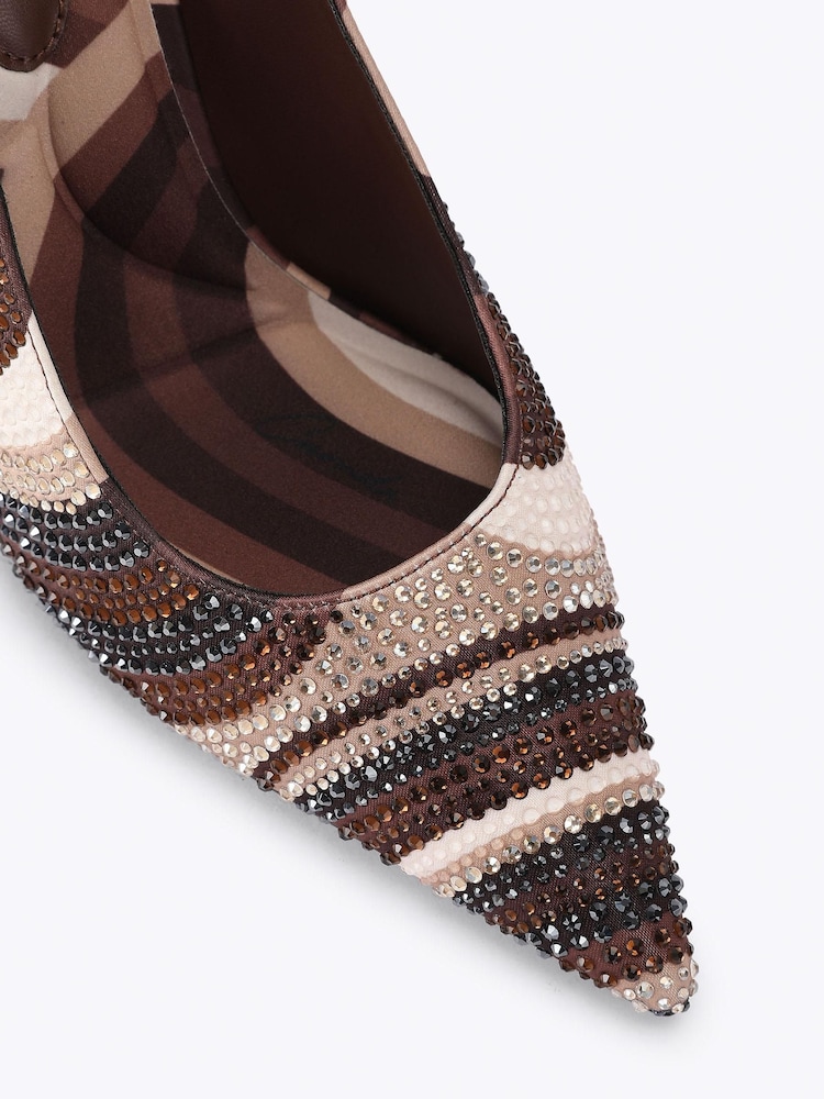 Carvela Brown Caramella Emebellished Sling Court Heeled Shoes - Image 5 of 5 Carvela Brown Caramella Emebellished Sling Court Heeled Shoes - Image 5 of 5