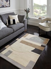 Monochrome Geometric Cut Shapes Rug - Image 1 of 6