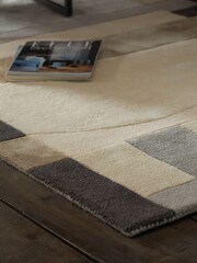 Monochrome Geometric Cut Shapes Rug - Image 3 of 6