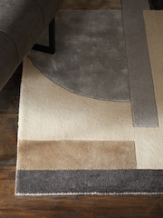 Monochrome Geometric Cut Shapes Rug - Image 4 of 6