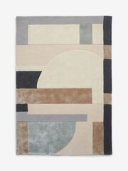 Monochrome Geometric Cut Shapes Rug - Image 6 of 6