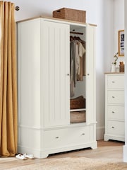 Chalk White Hampton Painted Oak Double, 1 Drawer Wardrobe - Image 1 of 9