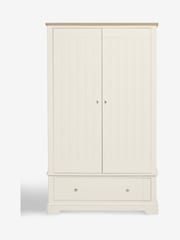 Chalk White Hampton Painted Oak Double, 1 Drawer Wardrobe - Image 2 of 9