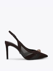 Carvela Brown Lumera Sling Suede Embellished Court Shoes - Image 1 of 4