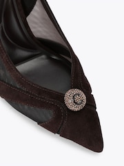 Carvela Brown Lumera Sling Suede Embellished Court Shoes - Image 4 of 4