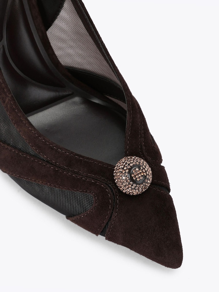 Carvela Brown Lumera Sling Suede Embellished Court Shoes - Image 4 of 4