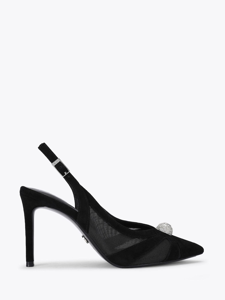 Carvela Black Lumera Sling Suede Embellished Court Shoes - Image 1 of 5