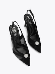Carvela Black Lumera Sling Suede Embellished Court Shoes - Image 2 of 5