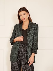 Yumi Green Sequin Blazer With Pockets - Image 1 of 5
