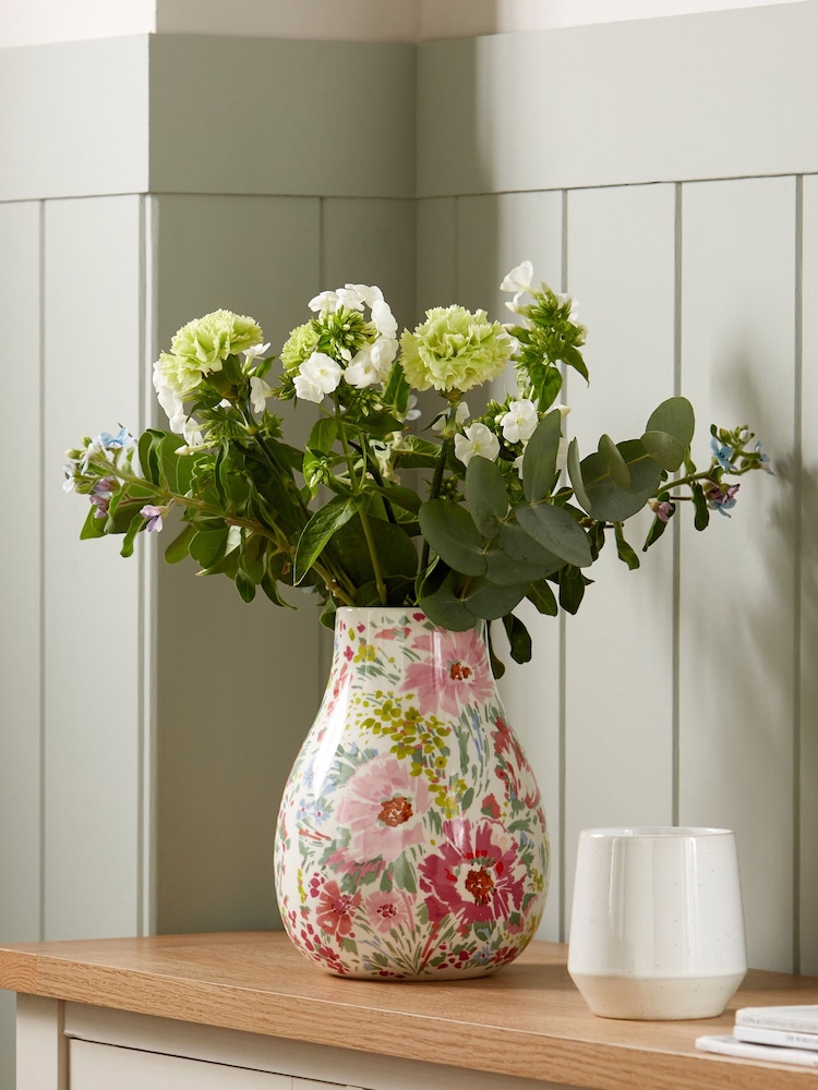 Multi Pretty Floral Print Ceramic Flower Vase - Image 1 of 5