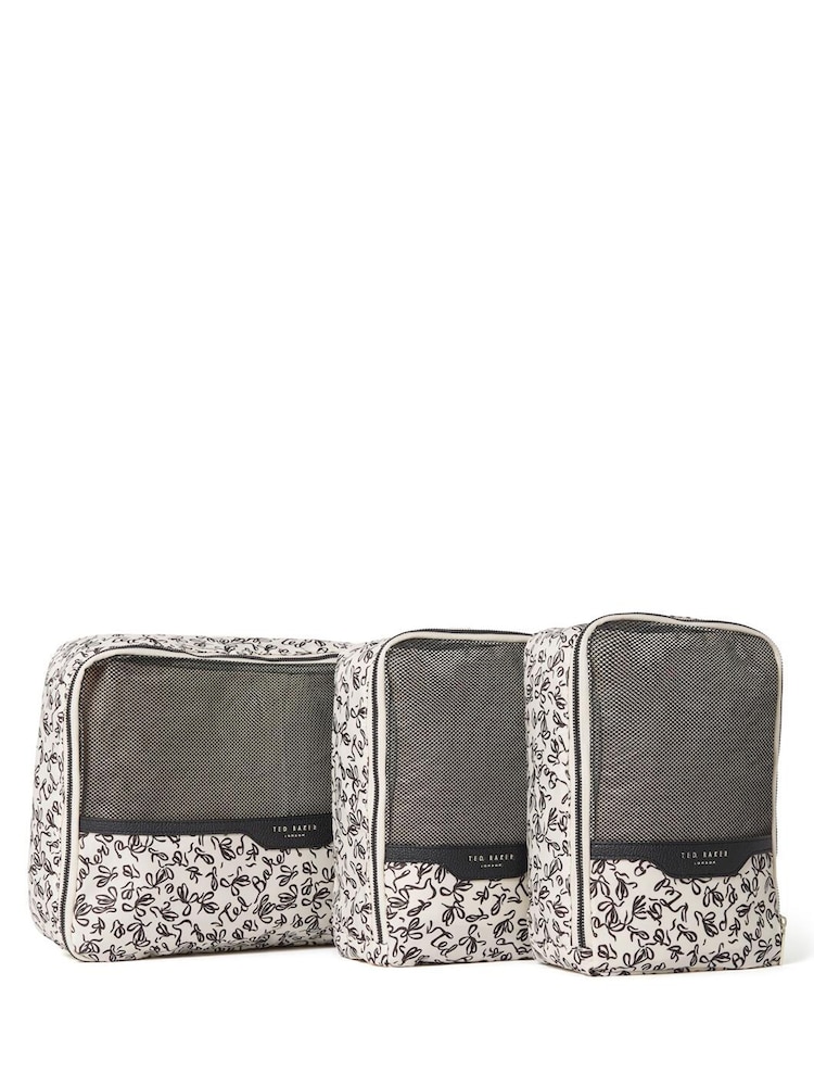 Ted Baker Cream Icon Travel Packing Cubes Set of 3 - Image 1 of 5 Ted Baker Cream Icon Travel Packing Cubes Set of 3 - Image 1 of 5
