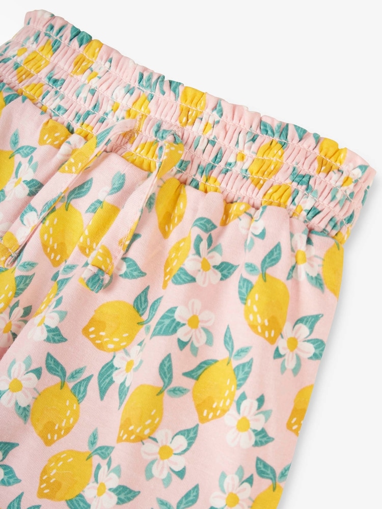 JoJo Maman Bébé Pink 2-Pack Lemon Floral Print & Yellow Pretty Shorts - Image 4 of 8