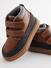 Black/Tan Brown Standard Fit (F) Warm Lined Touch Fastening Boots - Image 3 of 5